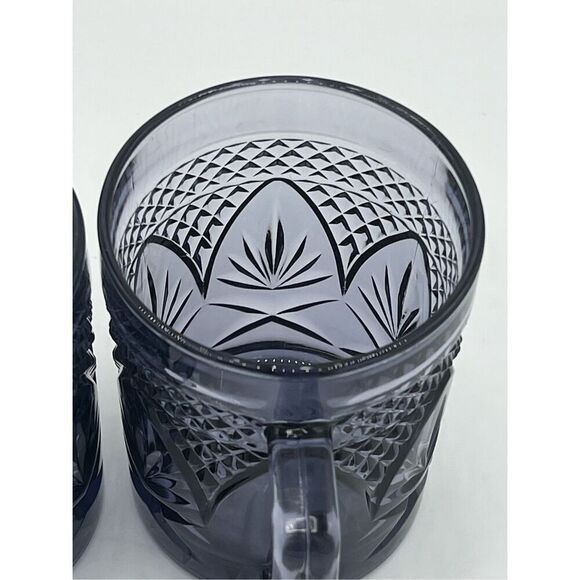 Set Of 2 Vintage Crystal d' Arques Durand Amethyst Purple Glass Coffee Tea Mugs - Picture 4 of 7